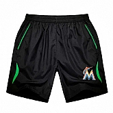 Men's Miami Marlins Black Green Stripe MLB Shorts,baseball caps,new era cap wholesale,wholesale hats